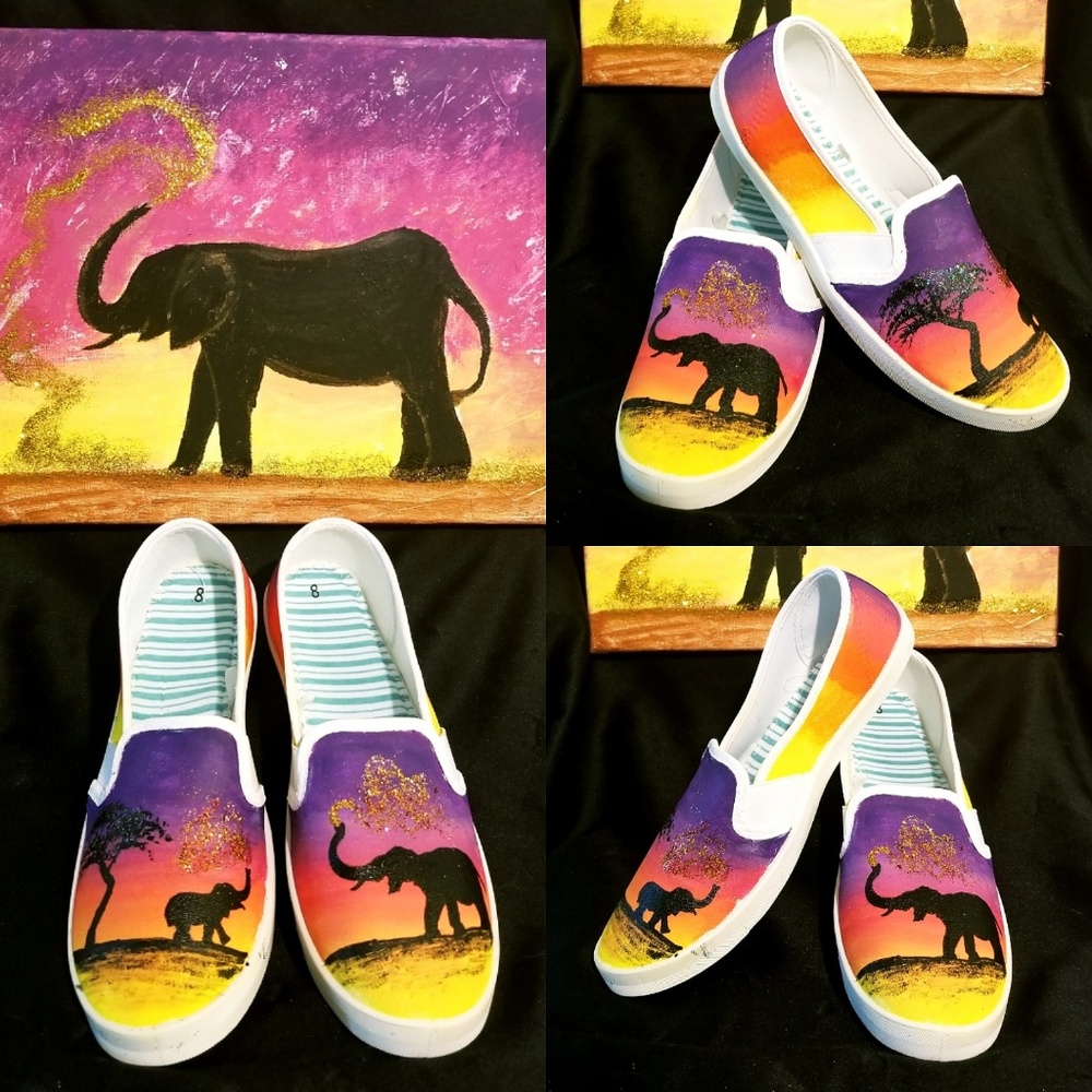 Handpainted Elephant Shoes